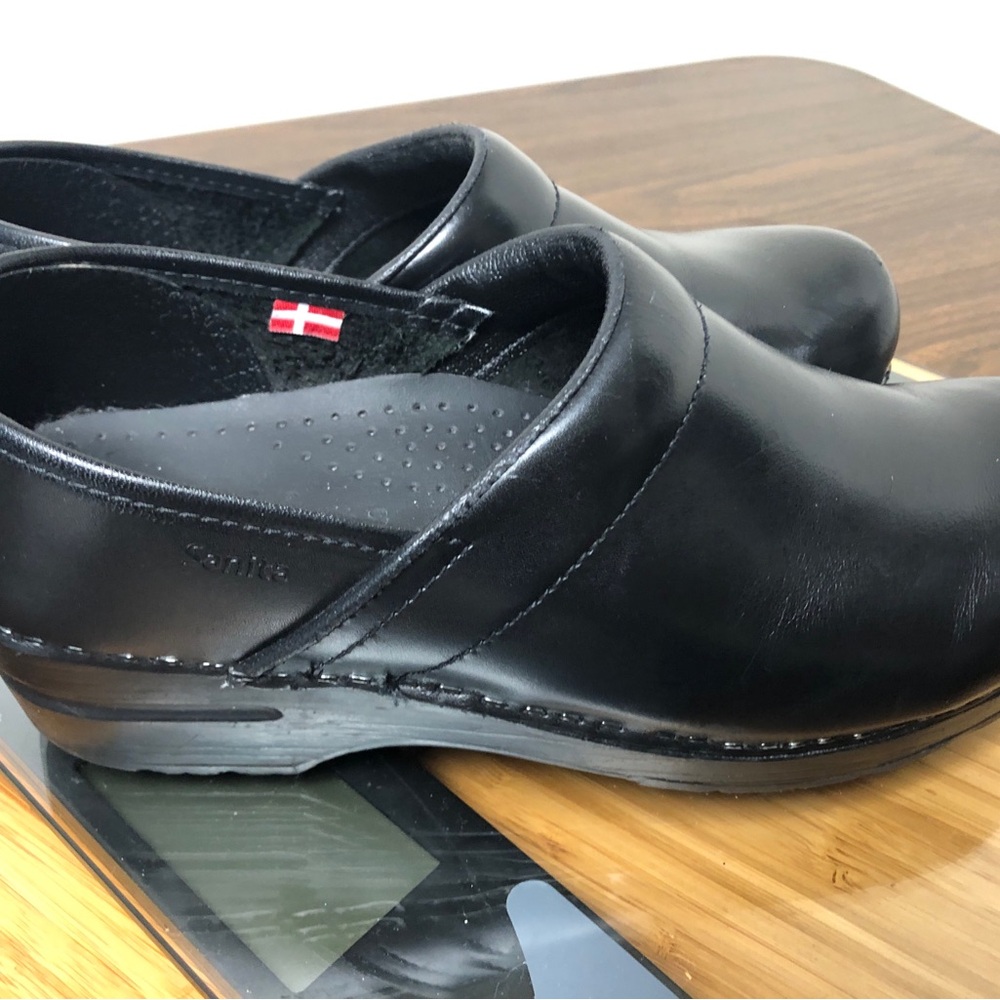 SANITA Original Professional Nursing Work Clogs Danish Black Leather Shoes 39 - Picture 7 of 11